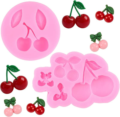 2 Moldes Silicona Cereza 3D para Fondant Cupcakes