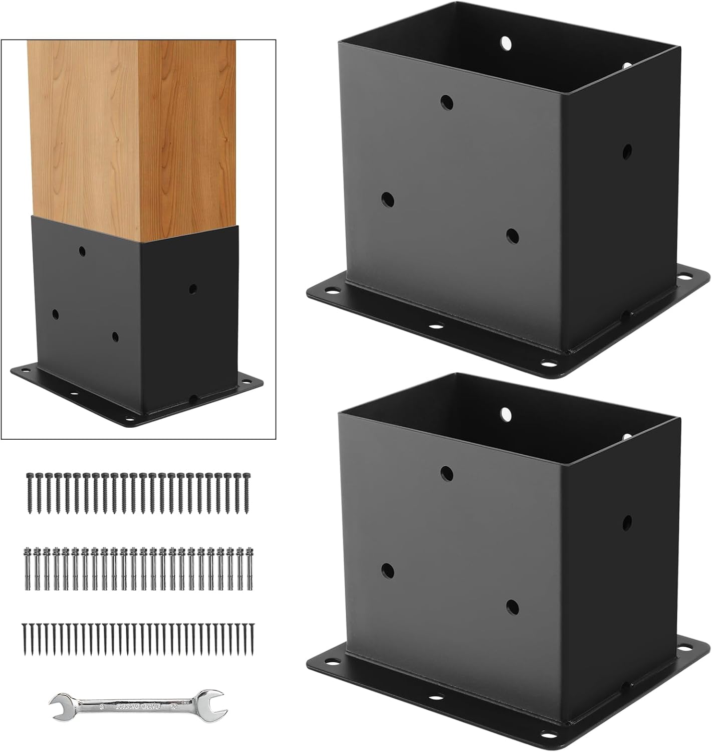 2 Soportes poste cuadrado 3.6x5.6pulg resistente para valla
