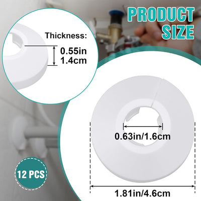 12 Pzas Placas Cubierta Tubo 1/2pulg Blanca