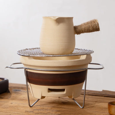 Tetera Cerámica 0.5L con Calentador Mini Parrilla