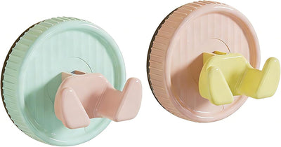 Ganchos ventosa baño cocina azul rosa pack 2