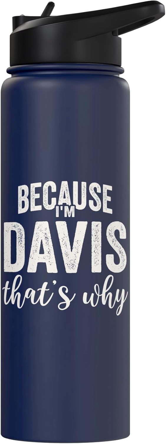 Botella agua acero inox aislada nombre Davis
