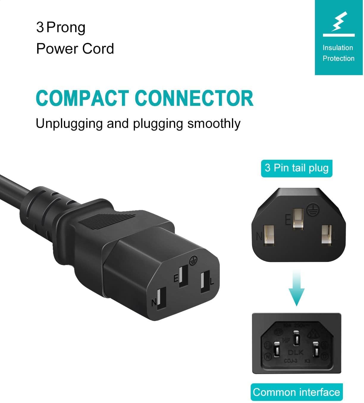 Cable CA 3 clavijas para olla a presión eléctrica y más