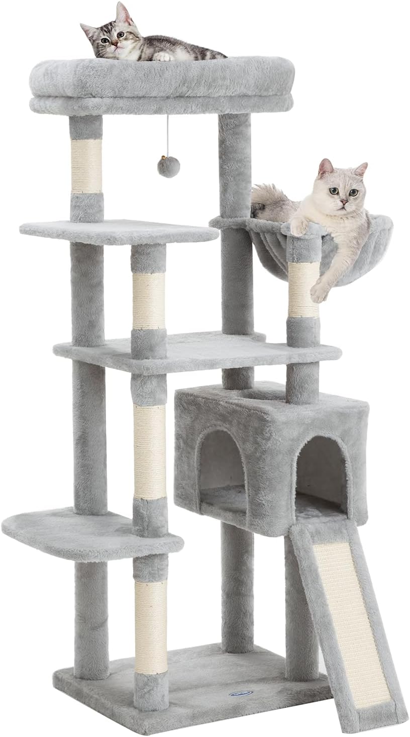 Árbol gatos 54pulg con hamaca y percha felpa