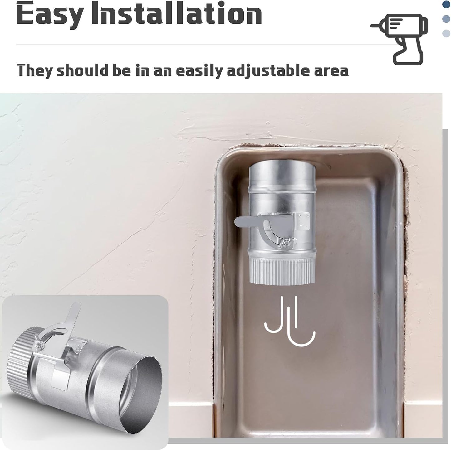 Amortiguador manual conducto flujo aire HVAC para campanas