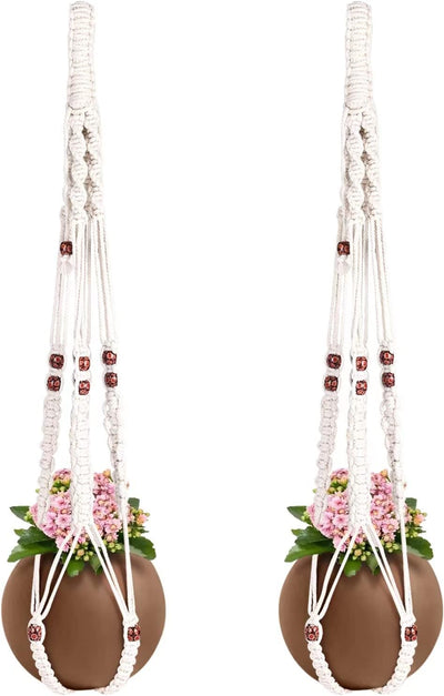 Colgador macramé plantas con cuentas madera 4 ganchos resistente