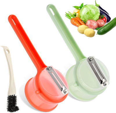 Pelador de frutas y verduras con cubo de almacenamiento multifuncional