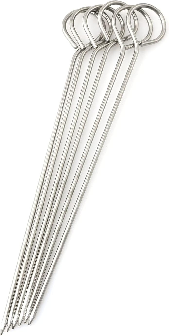 12 Brochetas Acero Inox para Barbacoa 6 y 8pulg