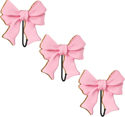 3 Ganchos Madera Lazo Rosa 5pulg Colgador Pared Decorativo