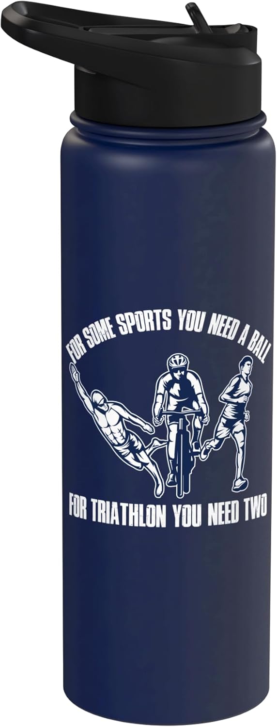 Botella de agua acero inoxidable aislada para triatlón