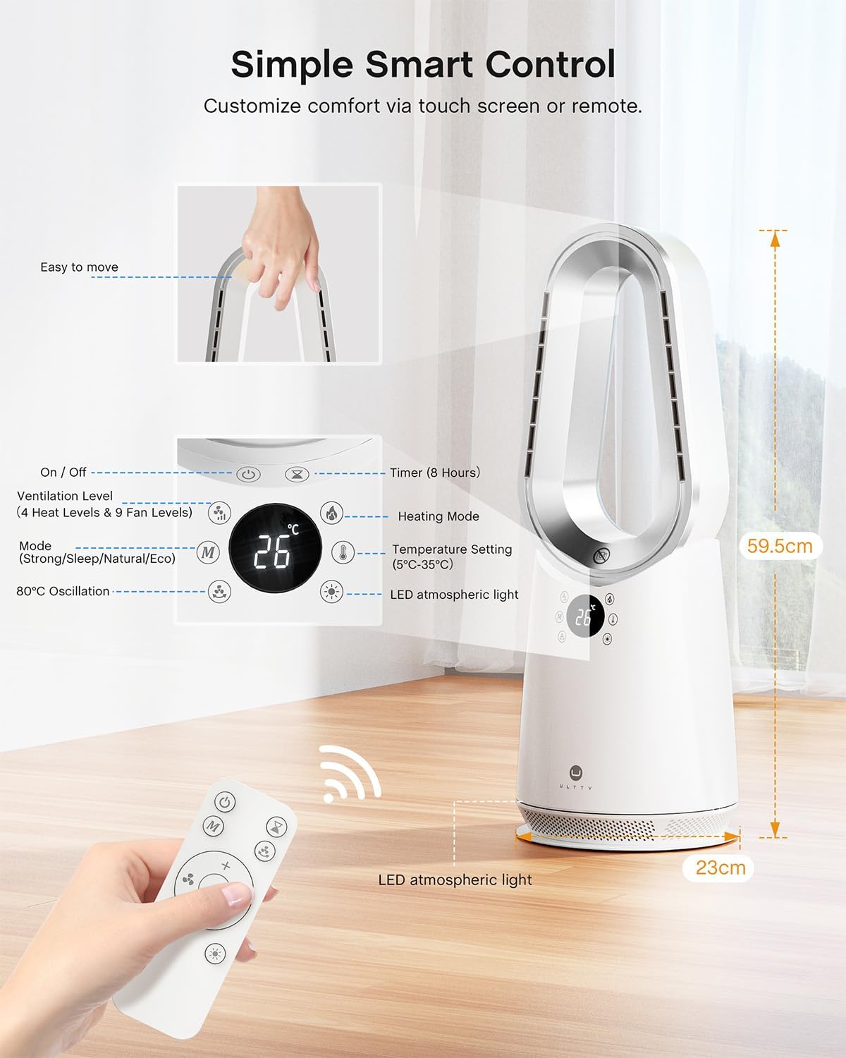 Control remoto para ventilador sin aspas Ultty CR063