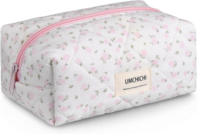 Bolsa maquillaje acolchada floral para mujer organizadora viaje