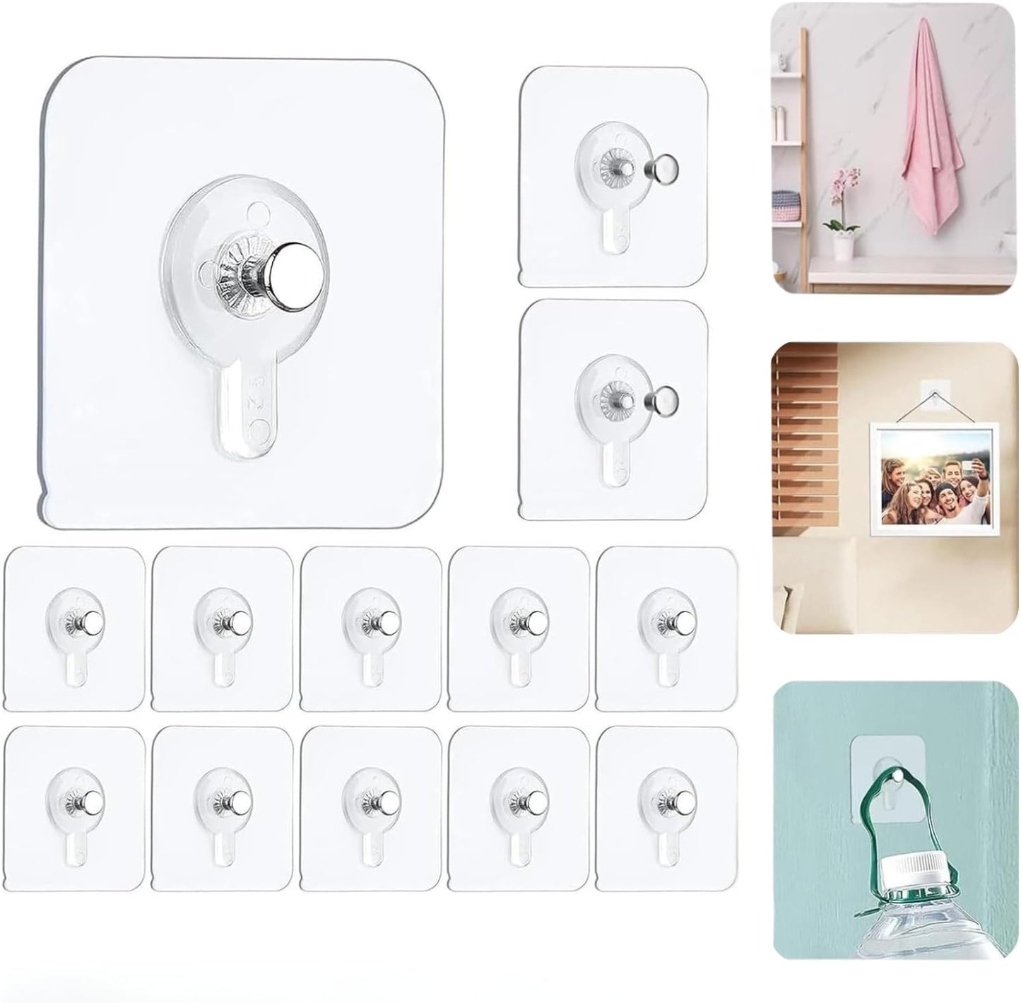 Ganchos adhesivos transparentes 15lb para baño cocina oficina