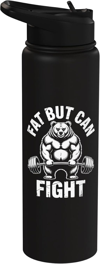 Botella de agua acero inoxidable aislada con arte humorístico deadlift