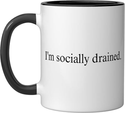 Taza cerámica para introvertido con frase humorística negro/blanco
