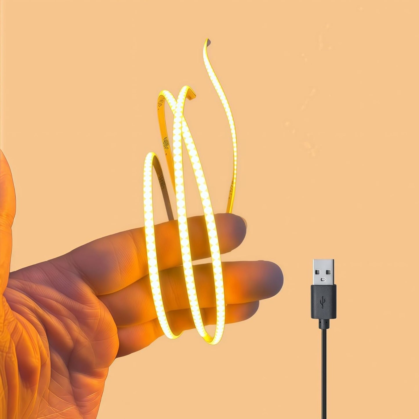 Tira luces LED COB ultra estrecha USB-C autoadhesiva 3ft