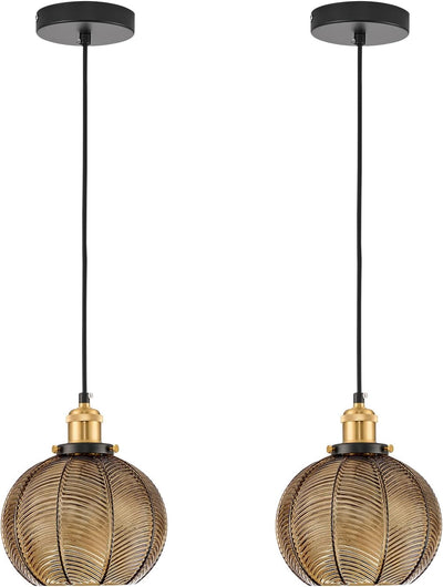 Lámpara colgante vintage 2 luces vidrio ámbar cocina isla