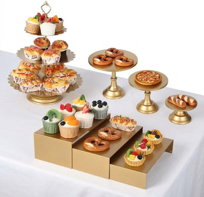 Set 7 Pzas Soporte Pastel Metal para Mesa Postre Boda Cumpleaños