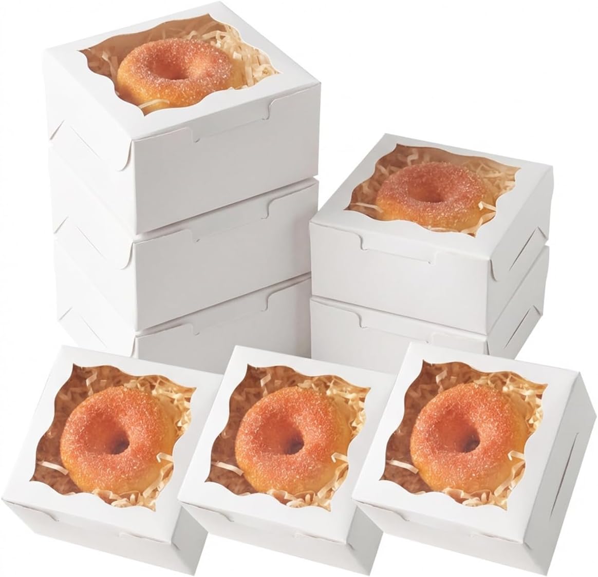 400 Cajas Panadería Blancas Ventana 4x4pulg Mini Galletas