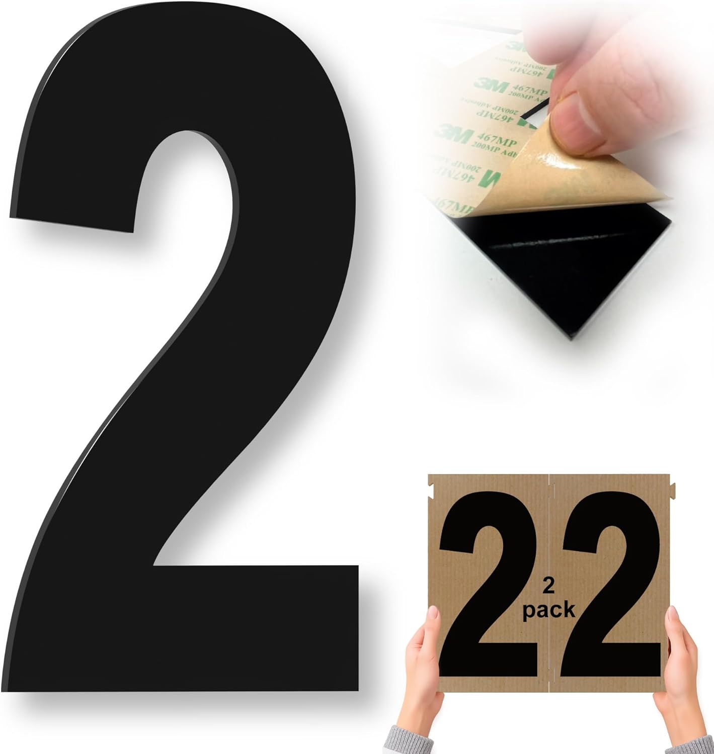Adhesivo acrílico 3M 10pulg negro brillante pack 2
