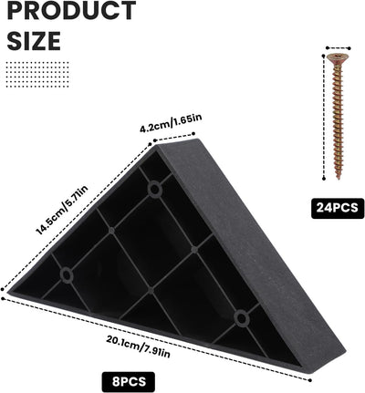 8 Pzas Patas Sofá Triangulares Plástico Negro 5.7x5.7pulg