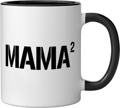 Taza Cerámica para Mamá de Dos Niños Negro/Blanco