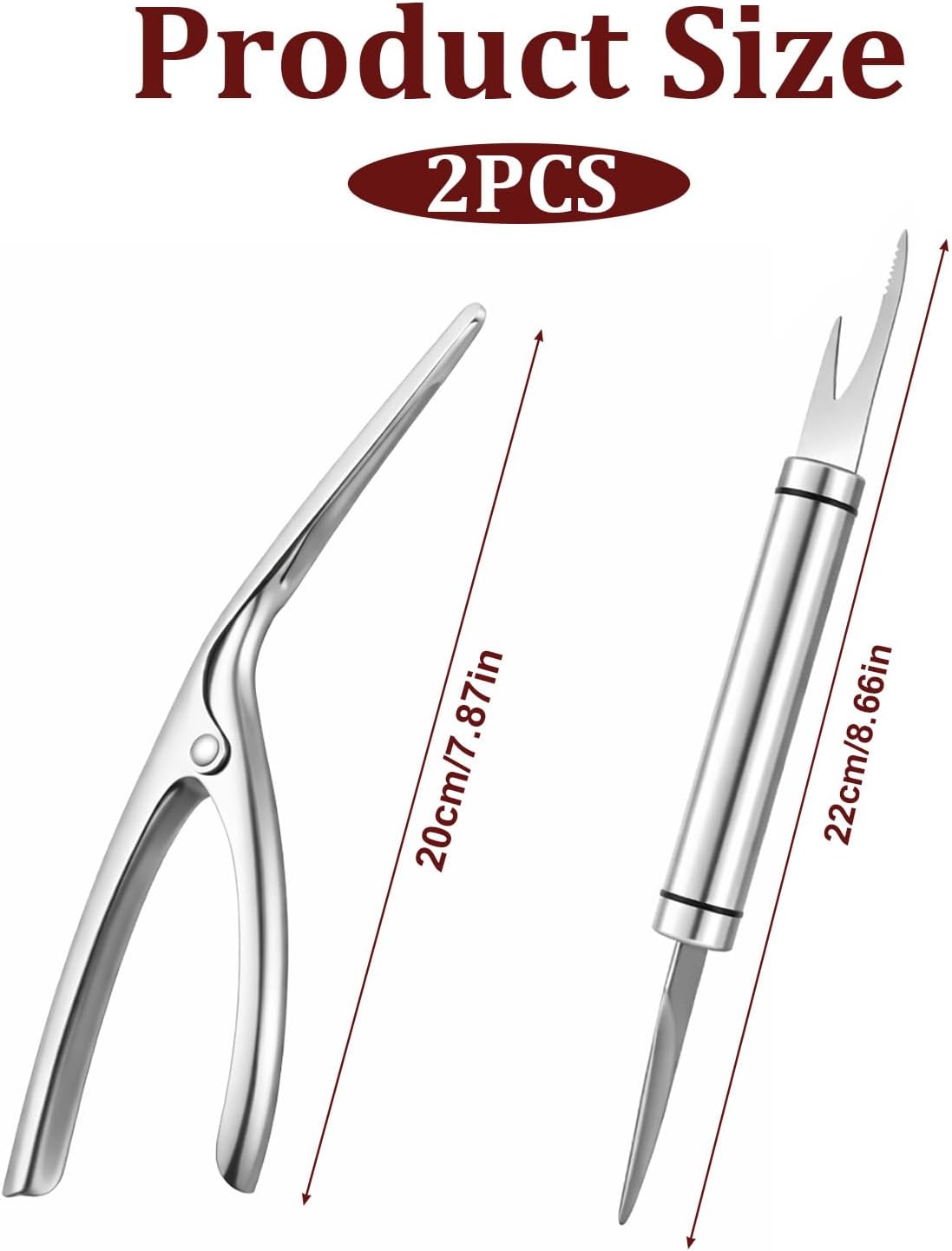 2 Pzas Herramienta Desvenado Camarones Acero Inox Plateado