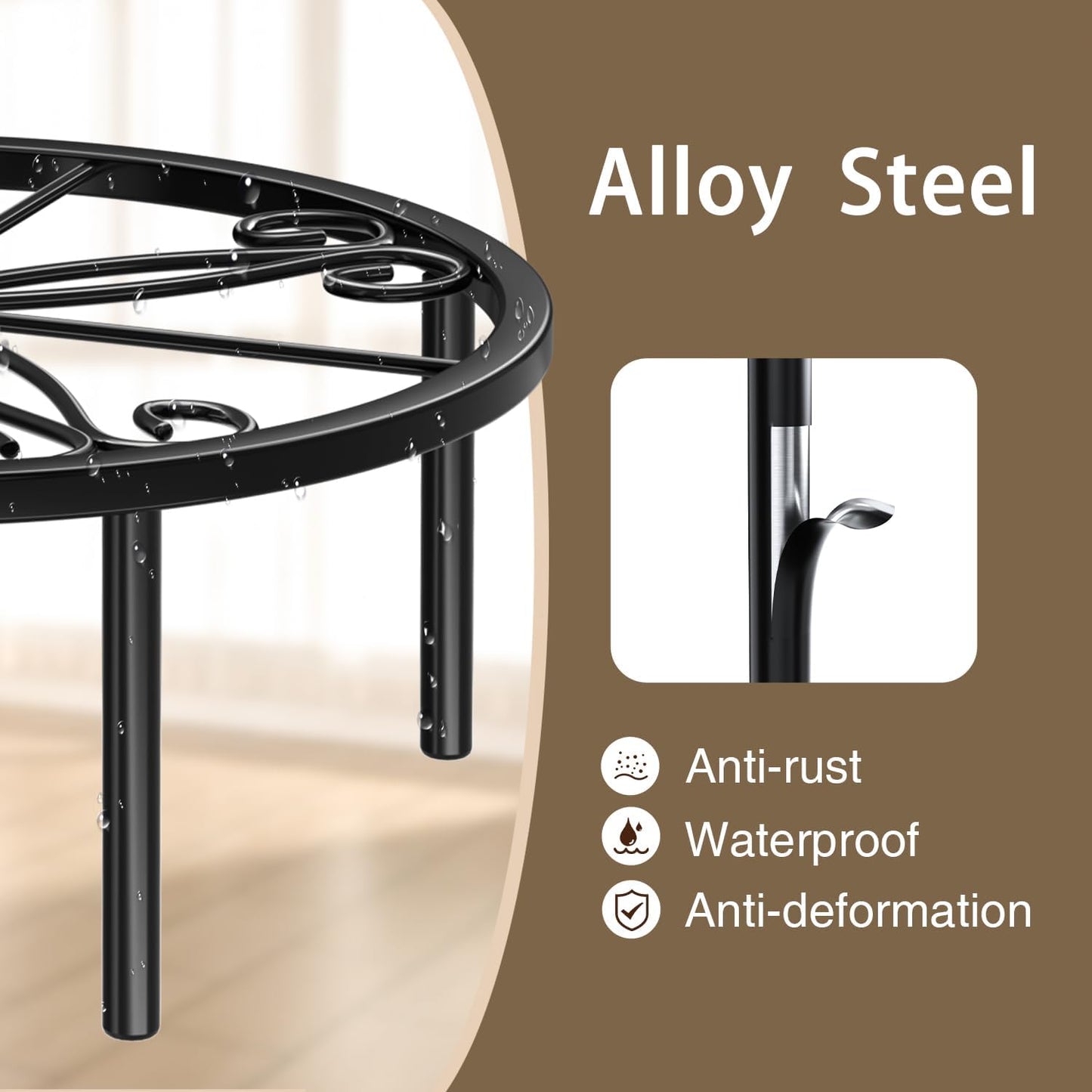 Soporte plantas metal 7.9pulg estante elevador negro