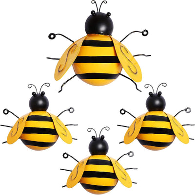 4 Esculturas Metal Colgantes Abeja para Pared Jardín