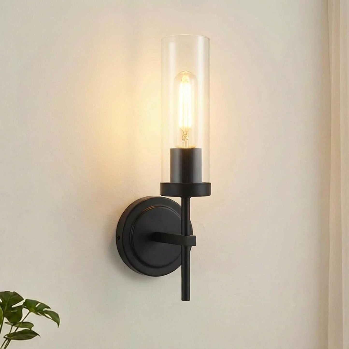 Apliques pared vidrio transparente cableados negros