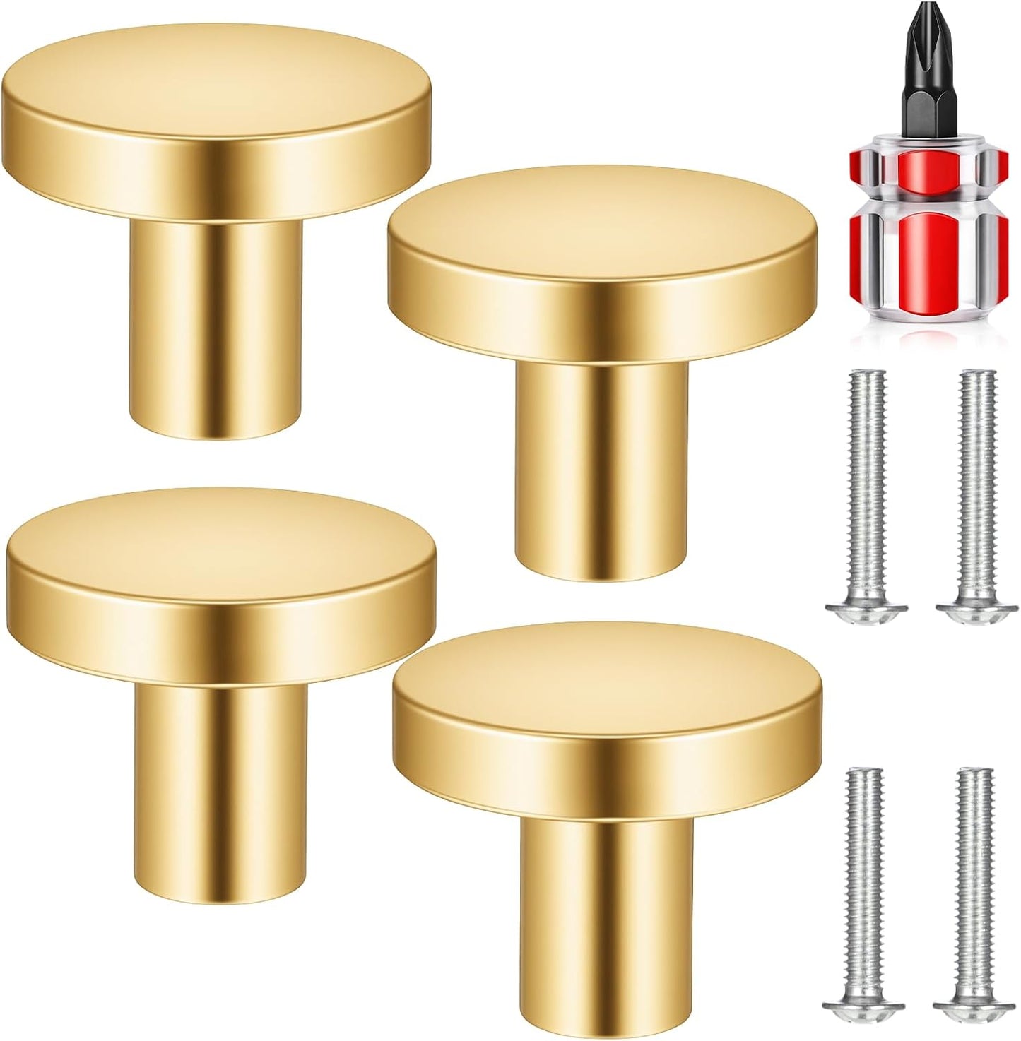 Set 4 Pomos Dorados Latón para Cajones Armarios