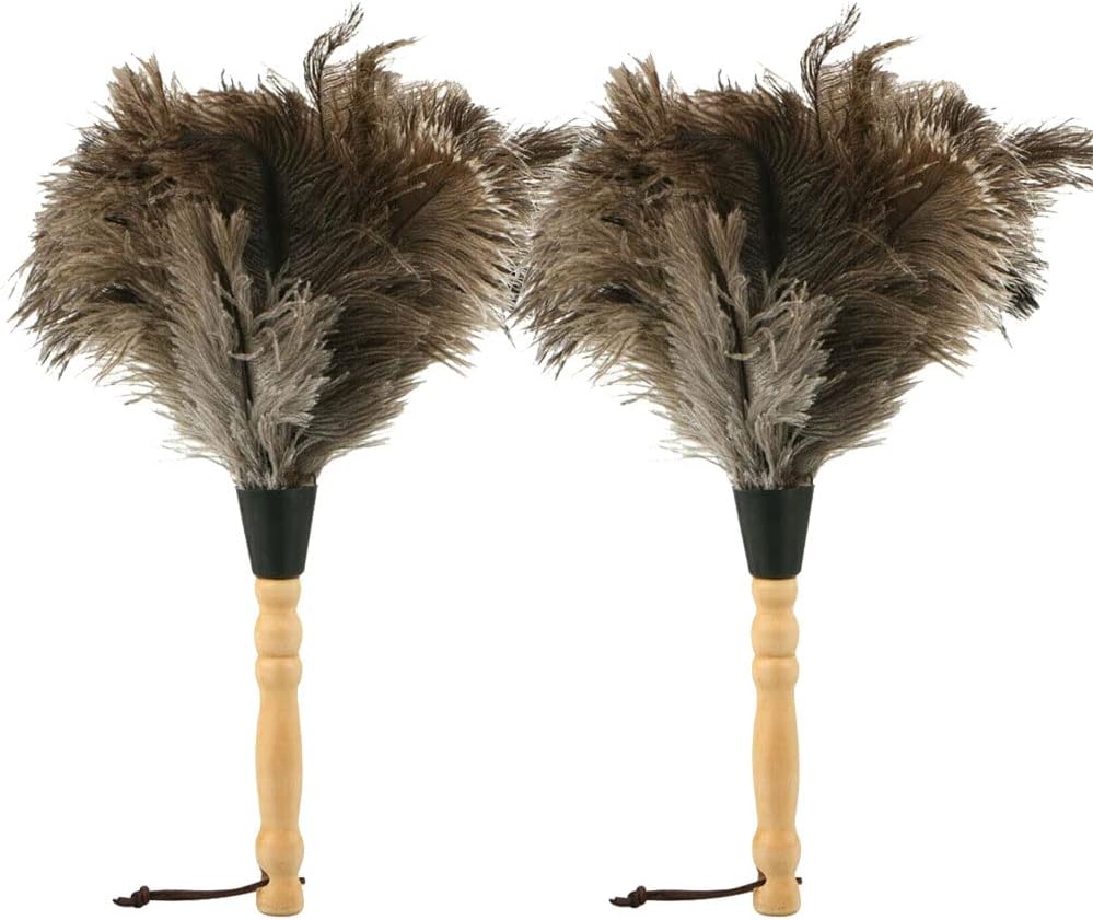 2 Pack Plumero Avestruz 13pulg Herramienta Limpieza Lana