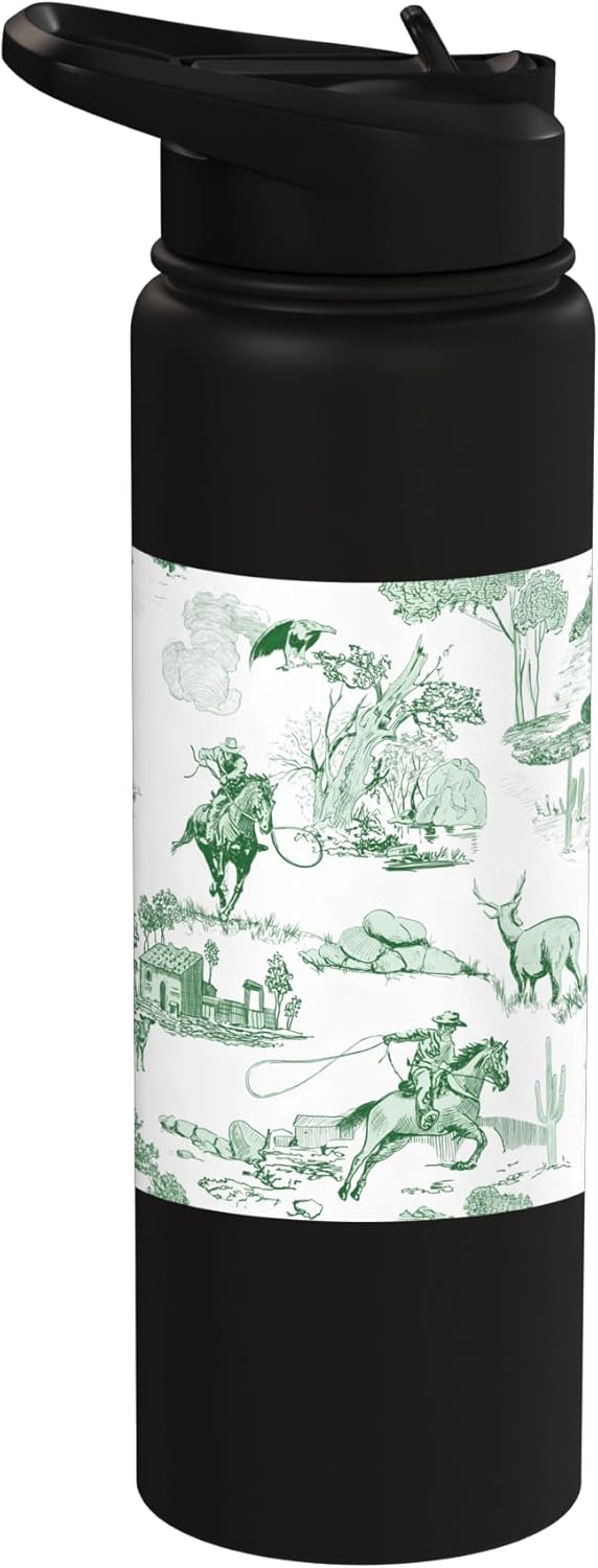 Botella agua acero inox aislada verde bosque