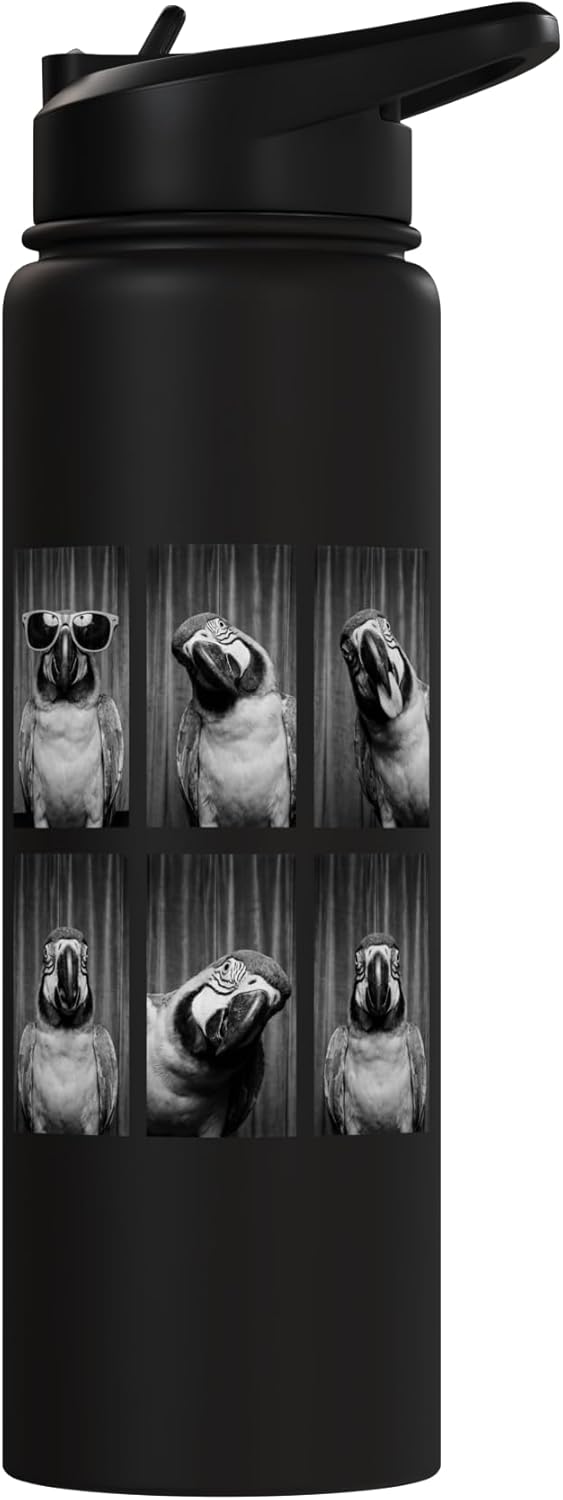 Botella de agua acero inoxidable para parrot photobooth con tapa divertida