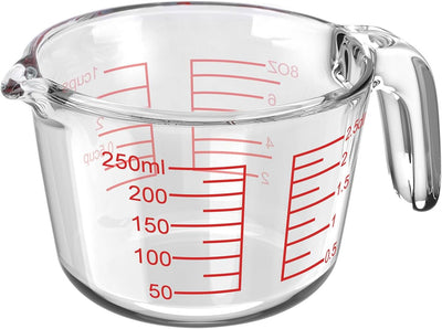Taza medidora de vidrio borosilicato transparente 8 oz para cocina y hornear