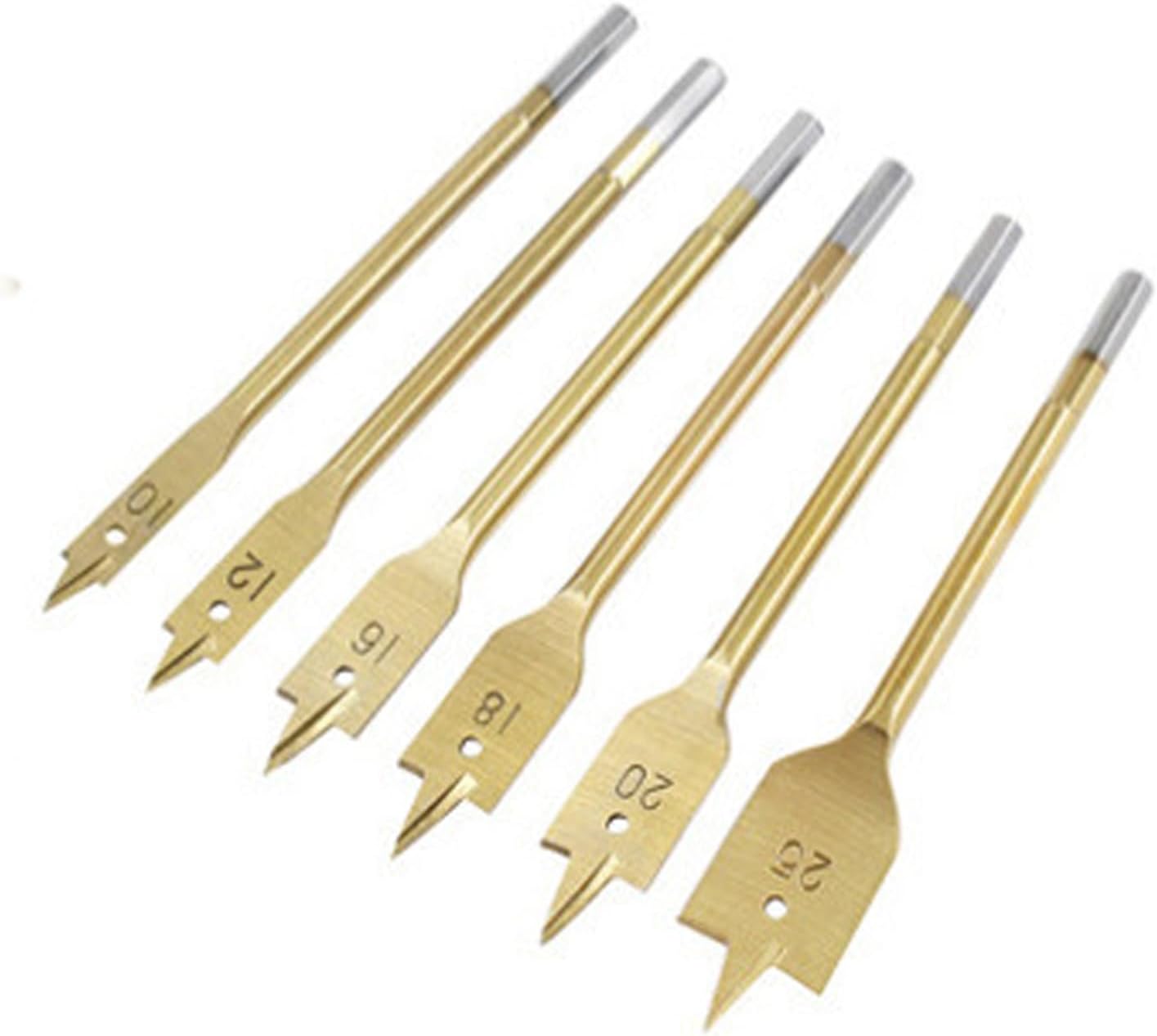 6 Brocas Acero Carbono Revestimiento Titanio 3/8pulg Carpintería