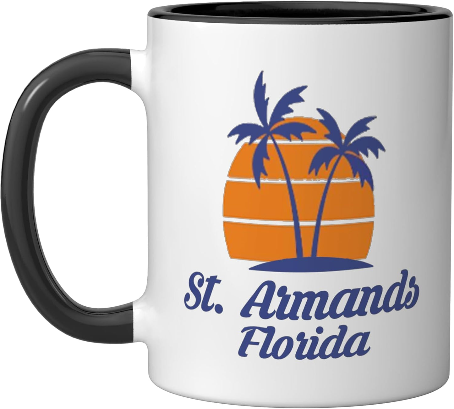 Taza Cerámica Saint St Armands Circle Key FL Negro/Blanco