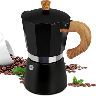 Cafetera italiana de aluminio Moka Pot 3 tazas negro