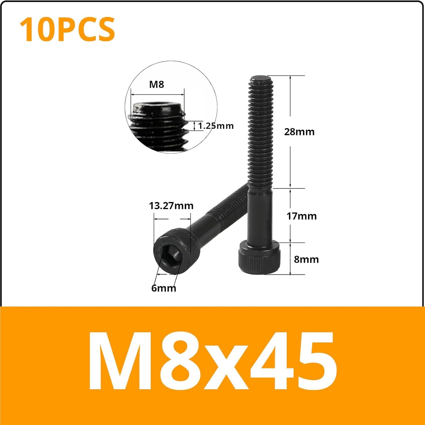 Tornillos M8 Allen Drive acero aleación grado 12.9 10 uds