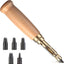 Perforador cuero ajustable con 6 puntas mango madera