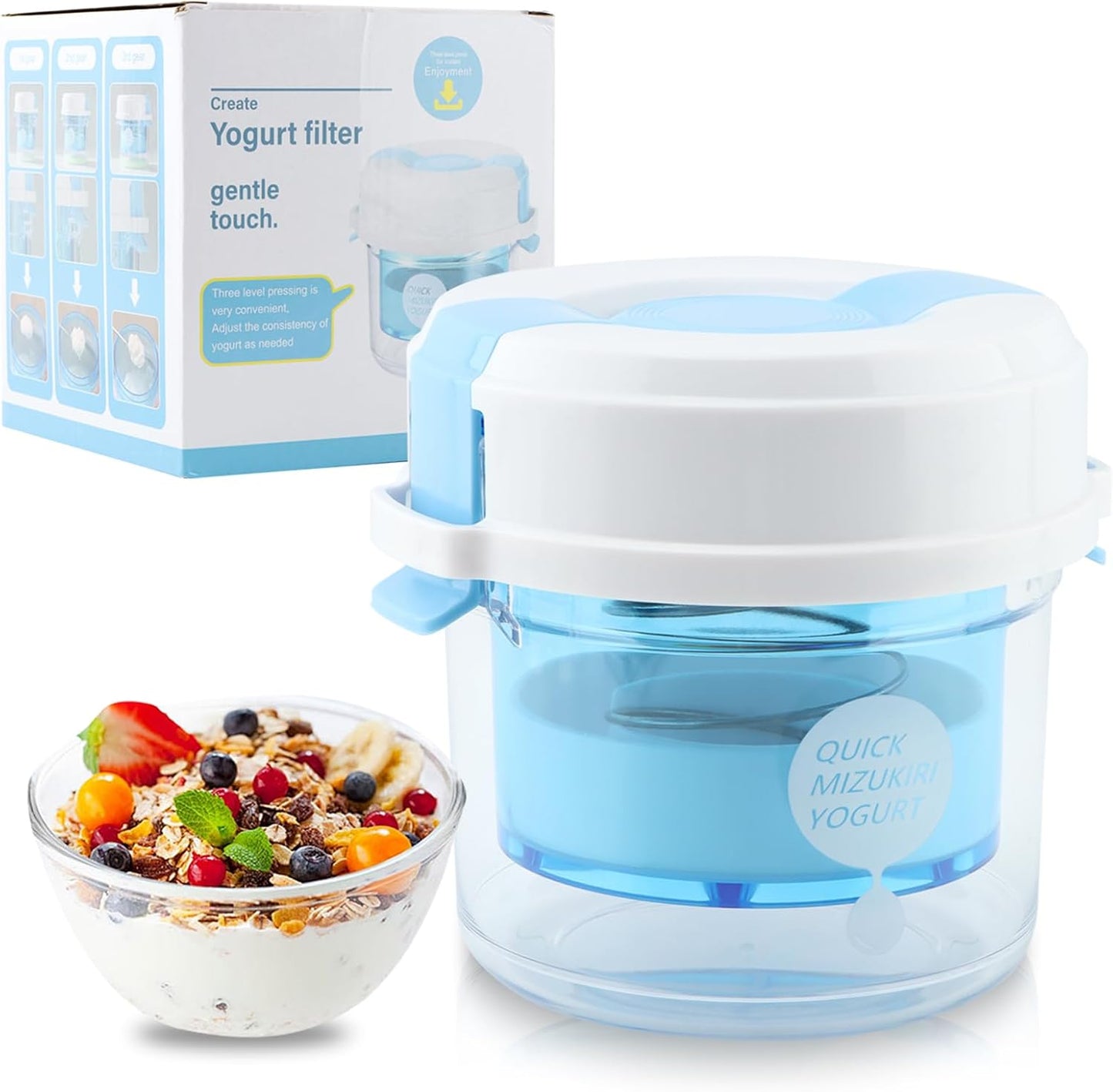 Colador de yogur griego con tapa ajustable y malla ultrafina para yogur casero