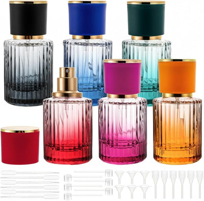 6 Botellas Perfume Recargables 1oz Vidrio con 4 Dispensadores