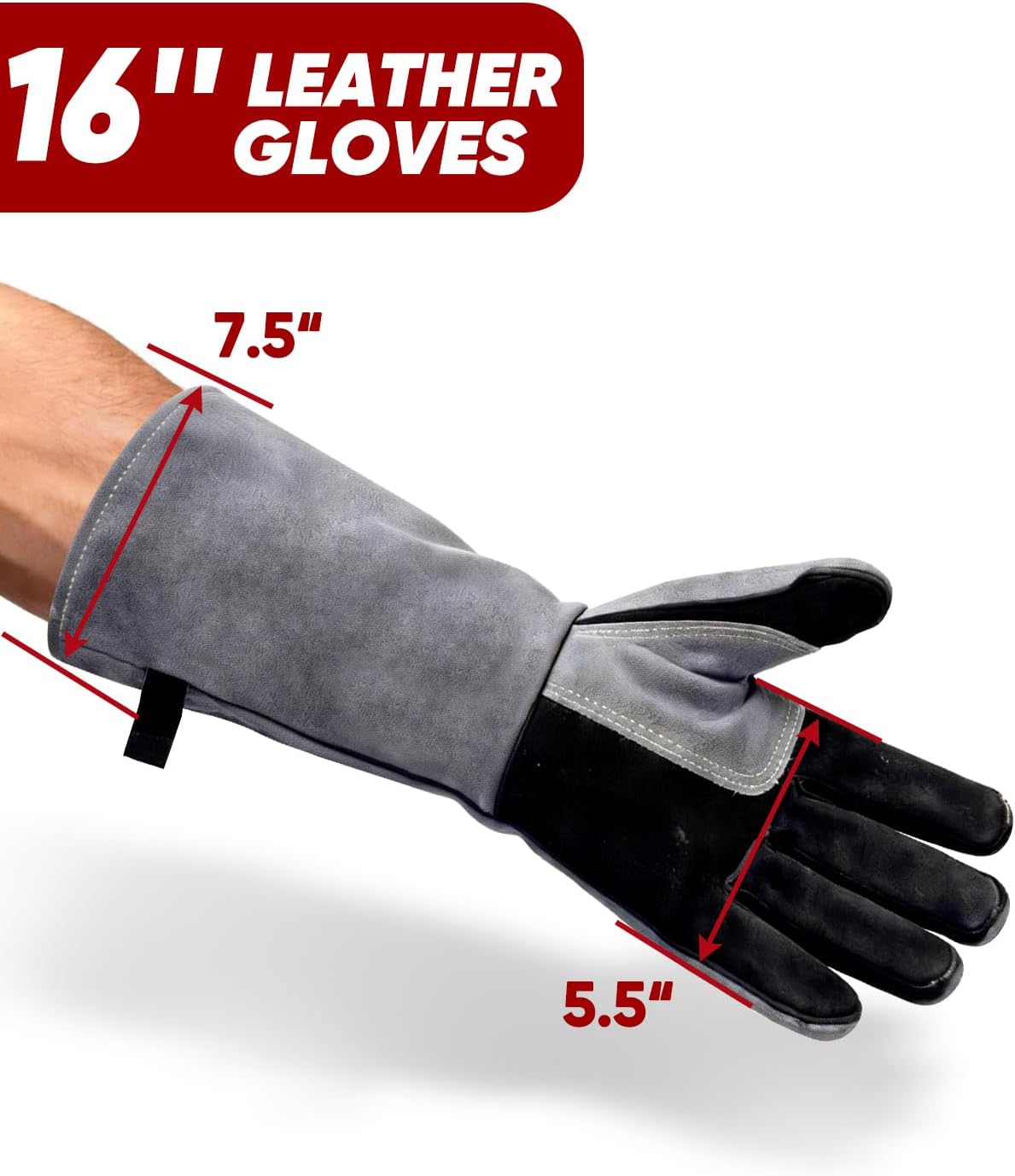 Guantes soldadura 16pulg resistentes fuego cuero XL hombre