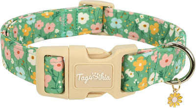 Collar perro floral verde ajustable duradero regalo