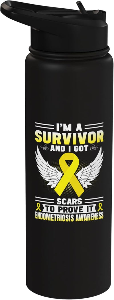 Botella de agua acero inoxidable aislada conciencia endometriosis