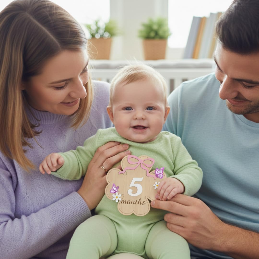 Letreros madera hitos bebé 1-12 meses con números