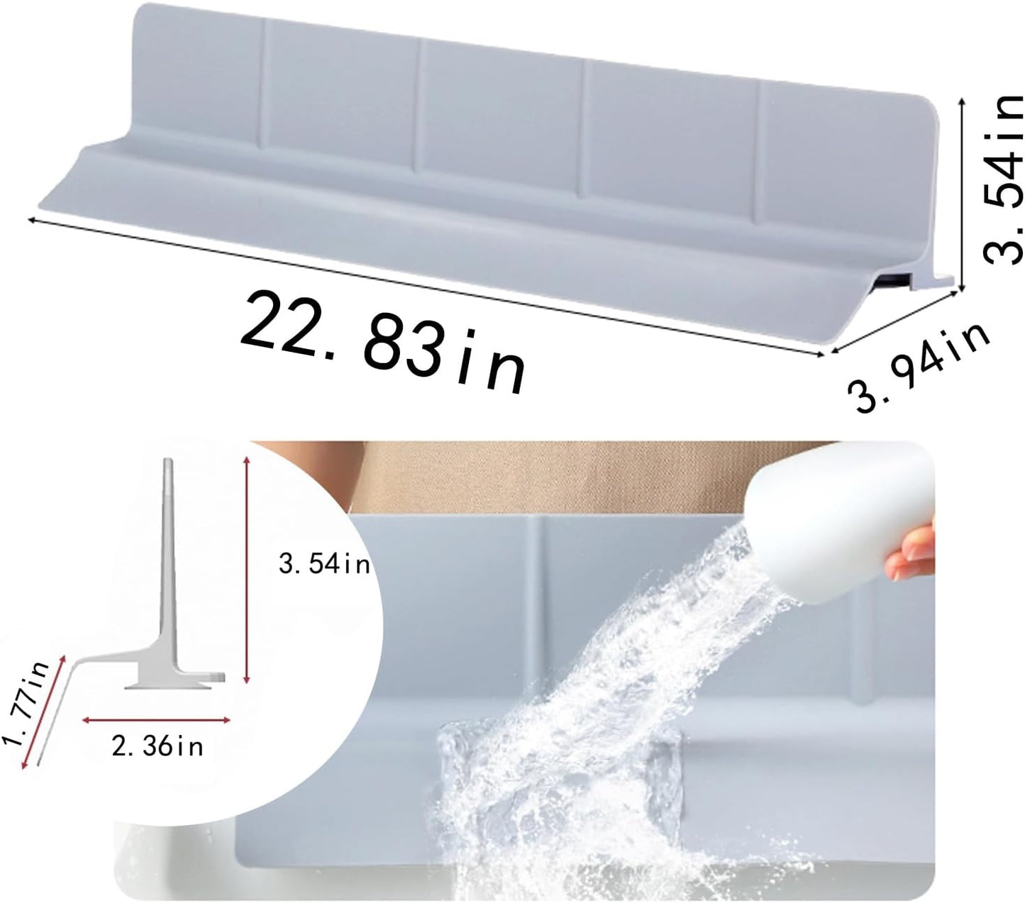 Protector contra salpicaduras de silicona grado alimenticio 23" con ventosas antideslizantes gris