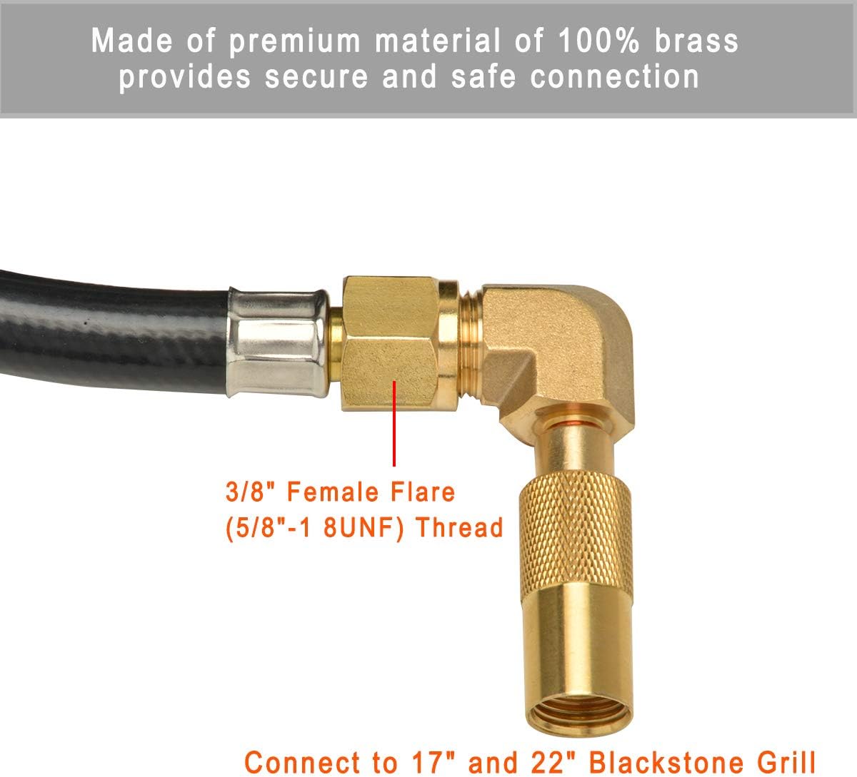 Manguera propano 12ft con adaptador codo para Blackstone 17