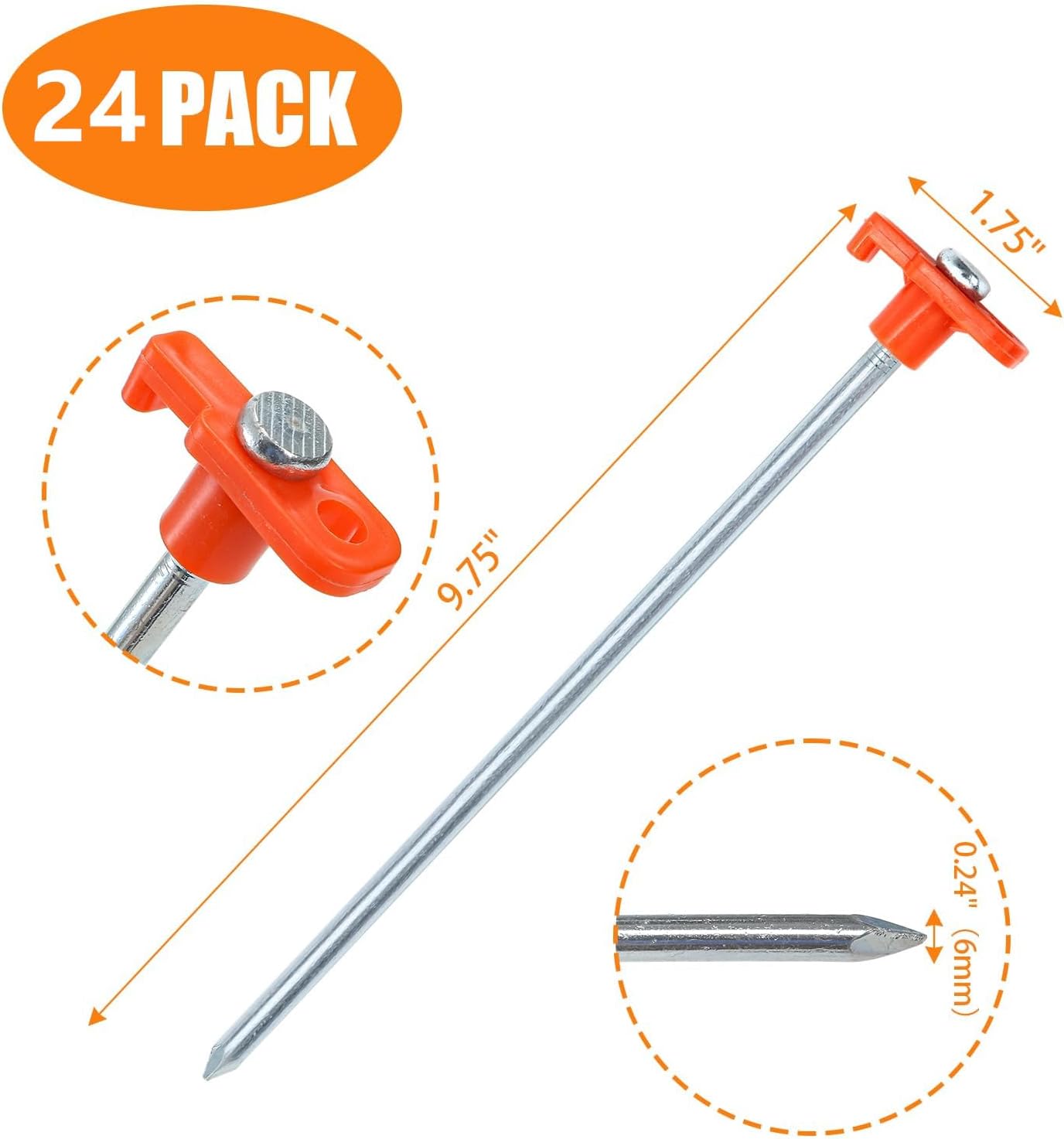 Pack 24 Estacas Tienda 10pulg Metal Antioxidante Patio Campamento