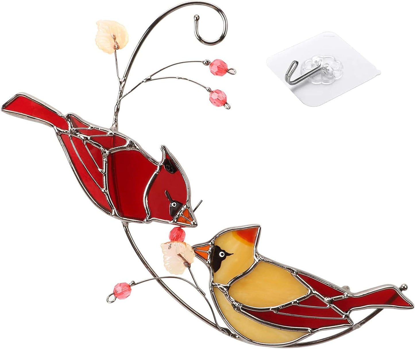 Atrapasoles de cardenal en vidrio para ventanas regalo Navidad
